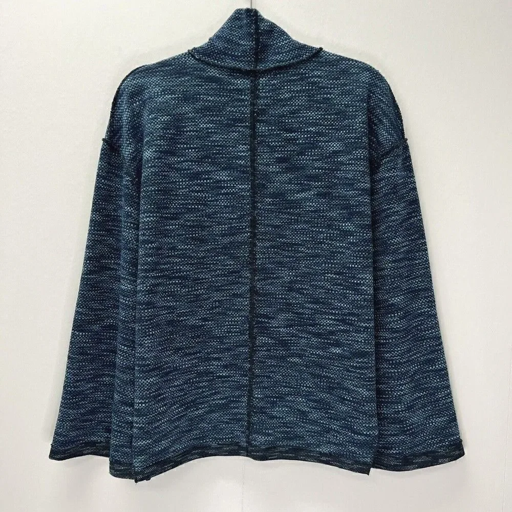 We The Free Free People Sunny Days Blue Kimono Sleeve Mock Neck Sweater M - Picture 3 of 11